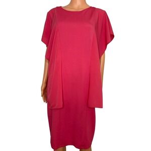 Intrend Max Mara Pink Cape Sleeve Sheath Dress Round Neck Modern CocktailWedding